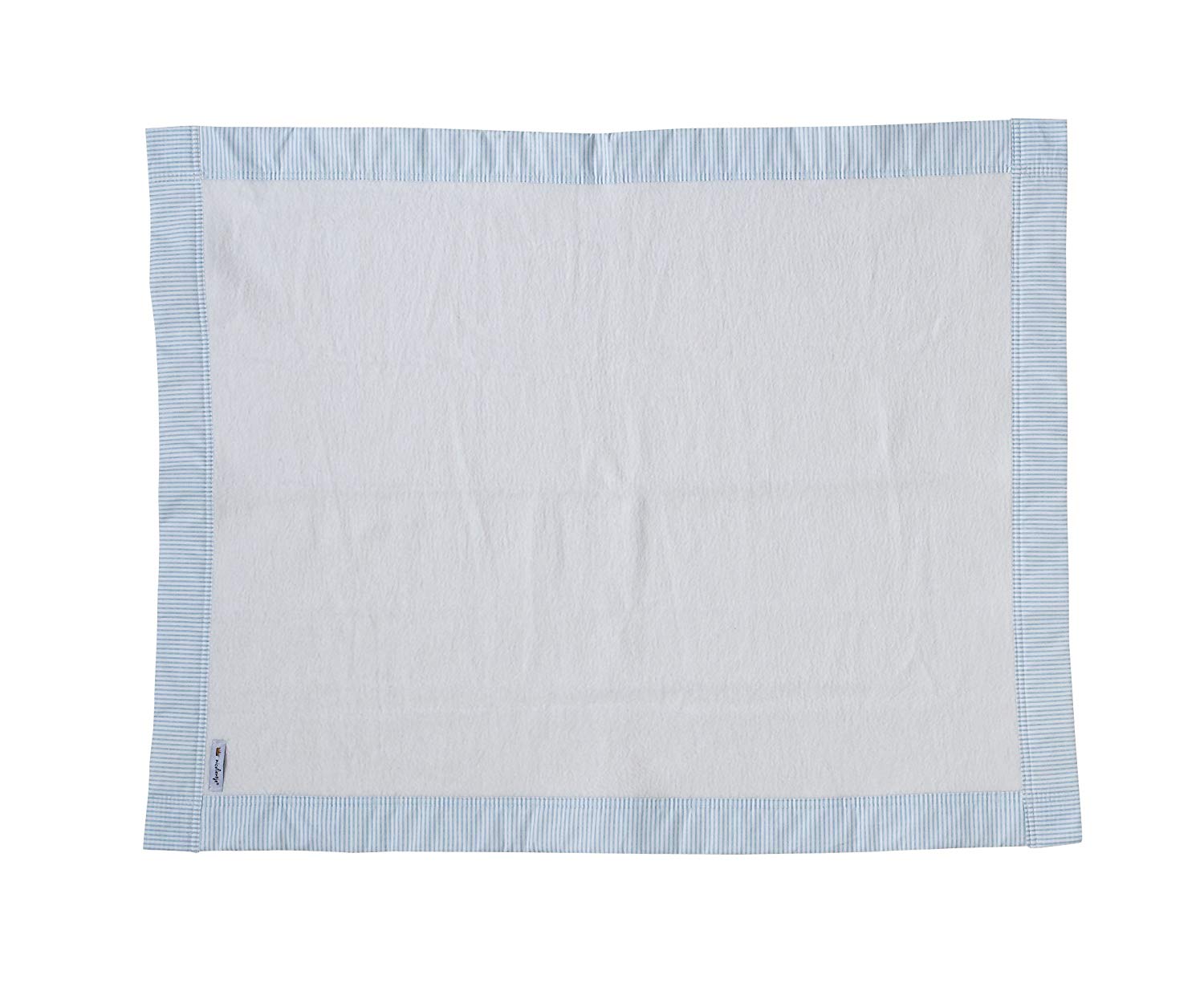 Luxury Cuddle Blanket 100% Cotton 120 x 150 cm with Decorative Border Striped Design, Blue, 120x150 cm