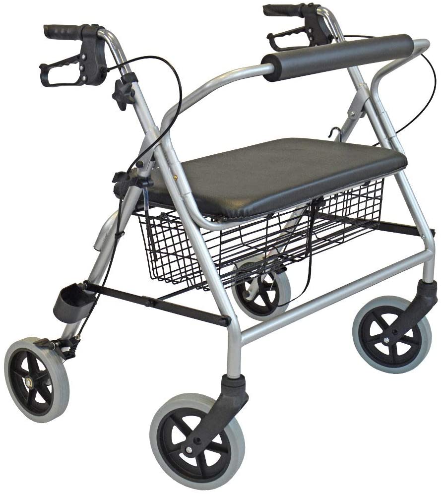 FabaCare XXL R225 Rollator Height Adjustable Foldable with Seat, Backrest, Basket, Walker, Roller, Up to 225 kg