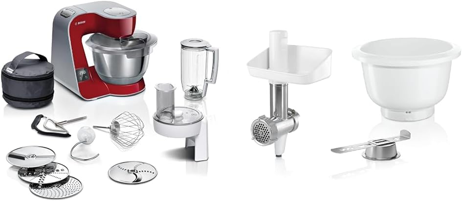 Bosch Food Processor Series 4 MUM5X720, Integrated Scales & BakingSensation MUZ5BS1, Meat Mincer, Plastic Bowl