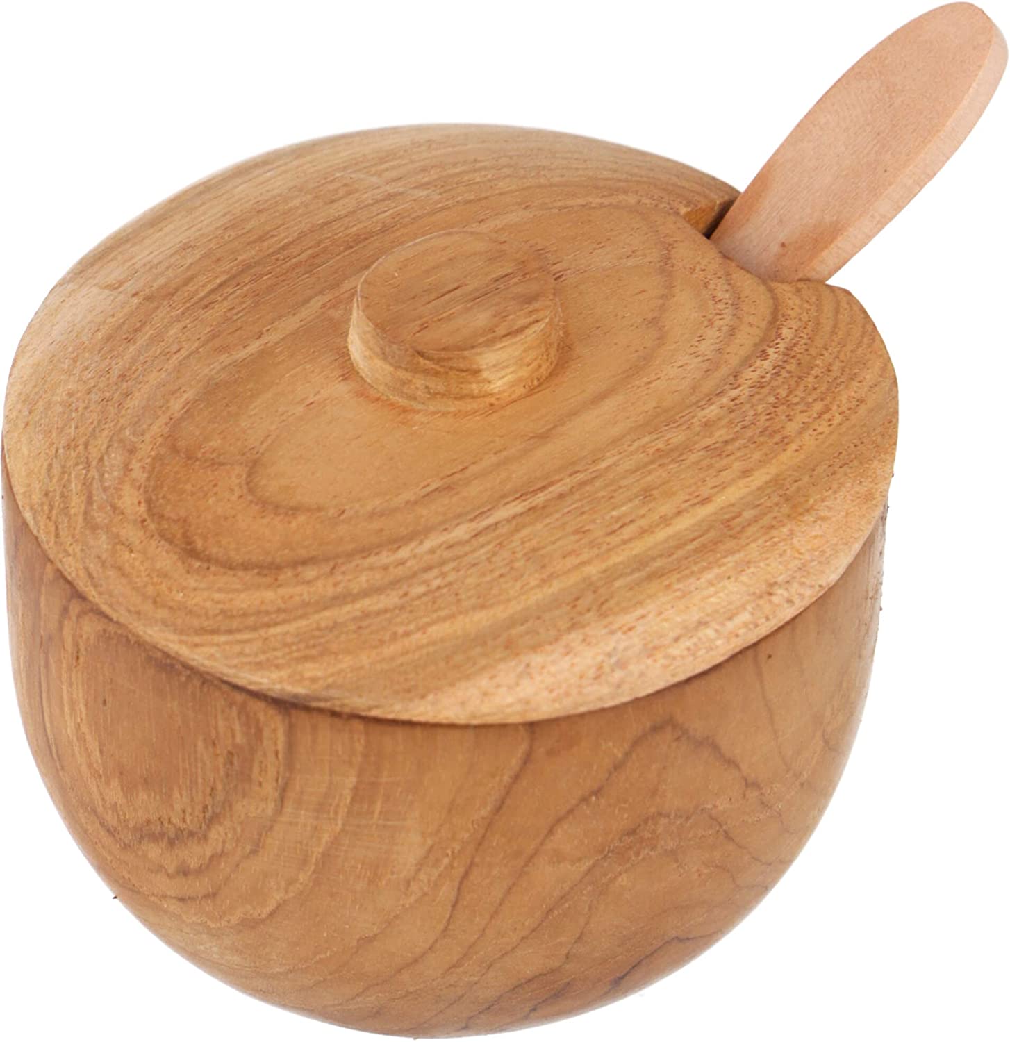 Guru-Shop GURU SHOP Exotic Sugar Bowl, Spice Jar, Including Wooden Spoon, Brown, 7 x 8 x 8 cm, Kitchen Accessories, Other