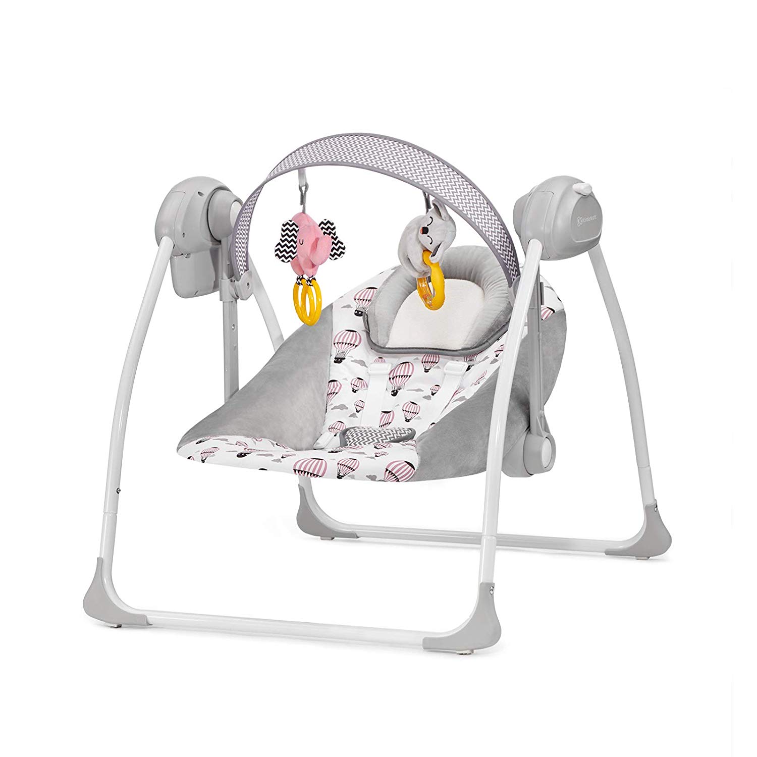 Kinderkraft KKBFLOPINK0000 Baby Rocker, Baby Swing with Play Arch and Melodies