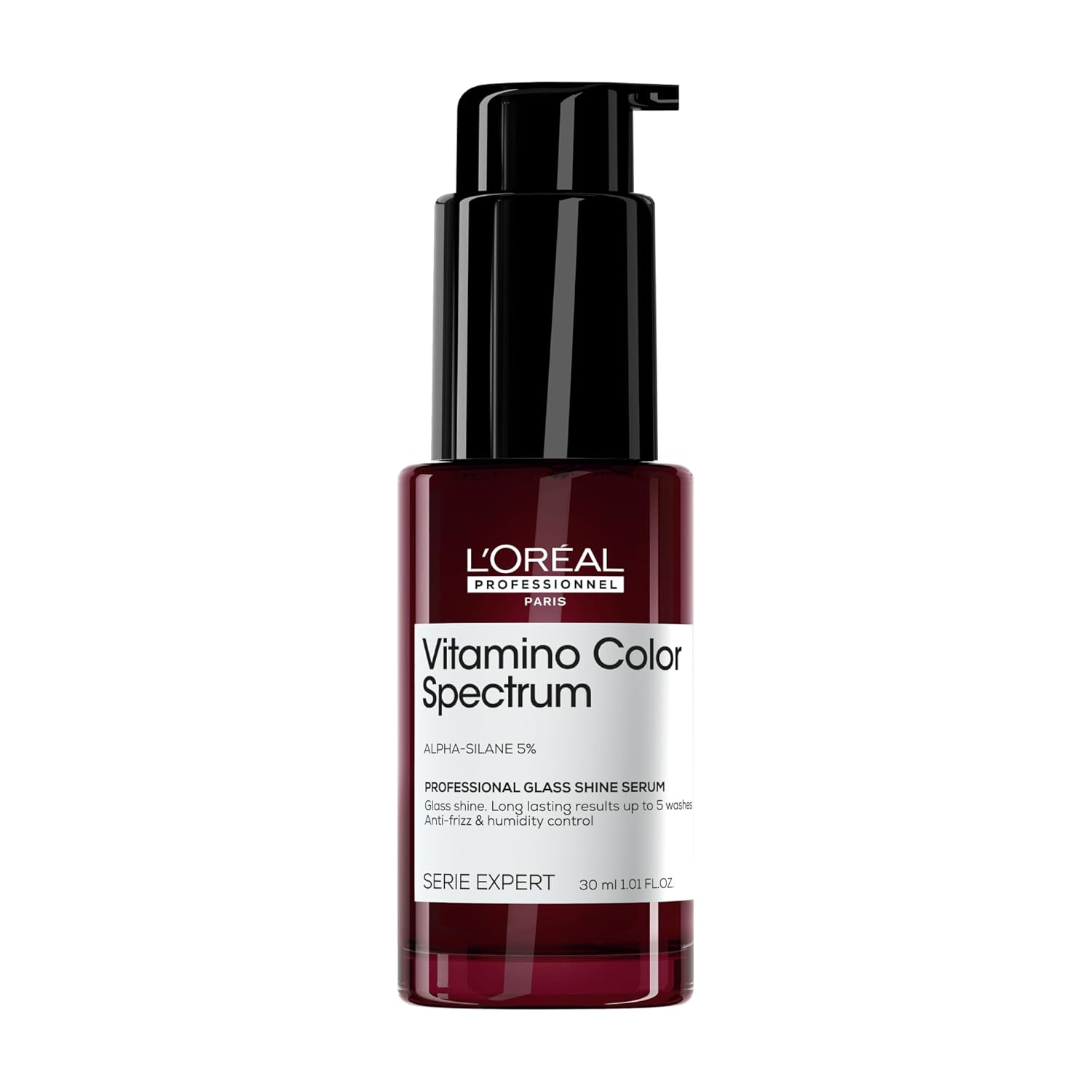 L\'Oréal Professionnel Hair Serum for Ultra Strong Shine for All Hair Types and Instant Glass Shine with 5% Alpha Silane, Vegan, Expert Series, Vitamino Color Spectrum Glass Shine Serum, 30 ml