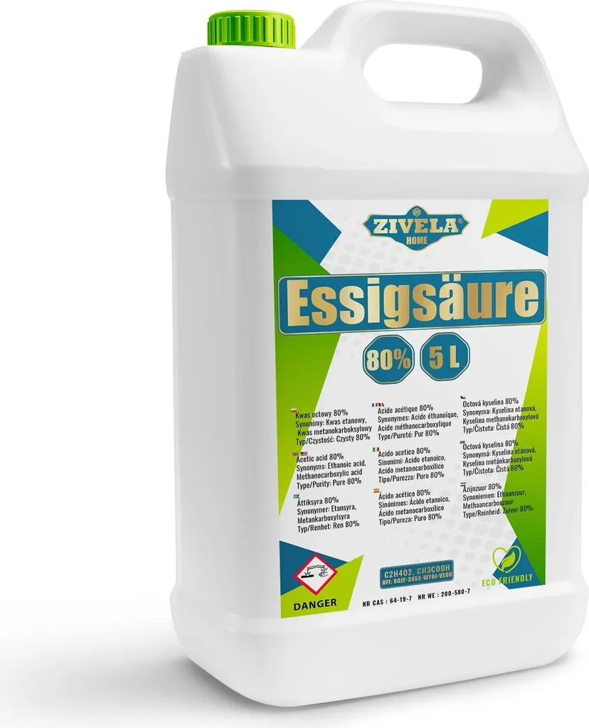5L Acetic Acid 80% | Vinegar Essence 80 percent Food Grade 5 kg | Highly Purified Vinegar for Versatile Applications | Perfect for Home Use, Industry, Gardening, and Cleaning