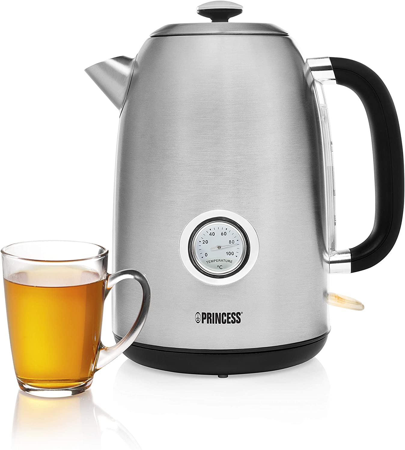 Princess 01.236028.01.001 1.7 Litre Stainless Steel Kettle with Thermometer and Water Level Indicator / 236028, 3000, Silver