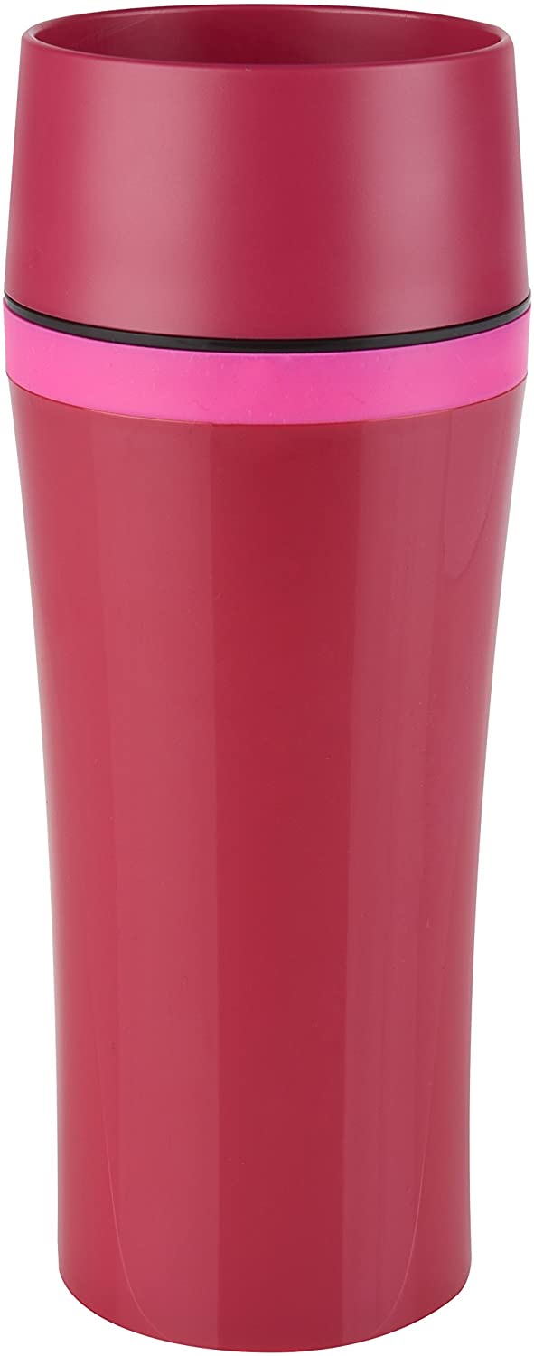 Emsa Travel Mug Fun 0.36 L White/Red, Coffee, Tea Jug, Thermos Flask, 514579 Raspberry / Pink