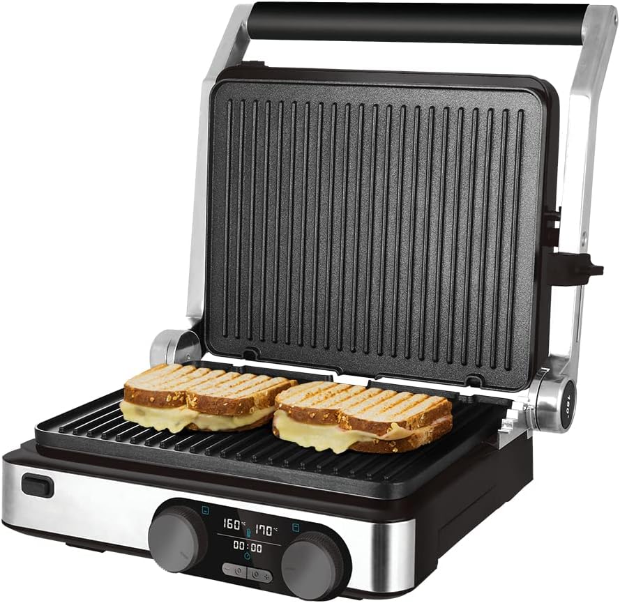 Cecotec electric table grill Rock\'nGrill Dual. 2000 W, temperature control on each plate independently, removable and non-stick coated plates, 180º opening