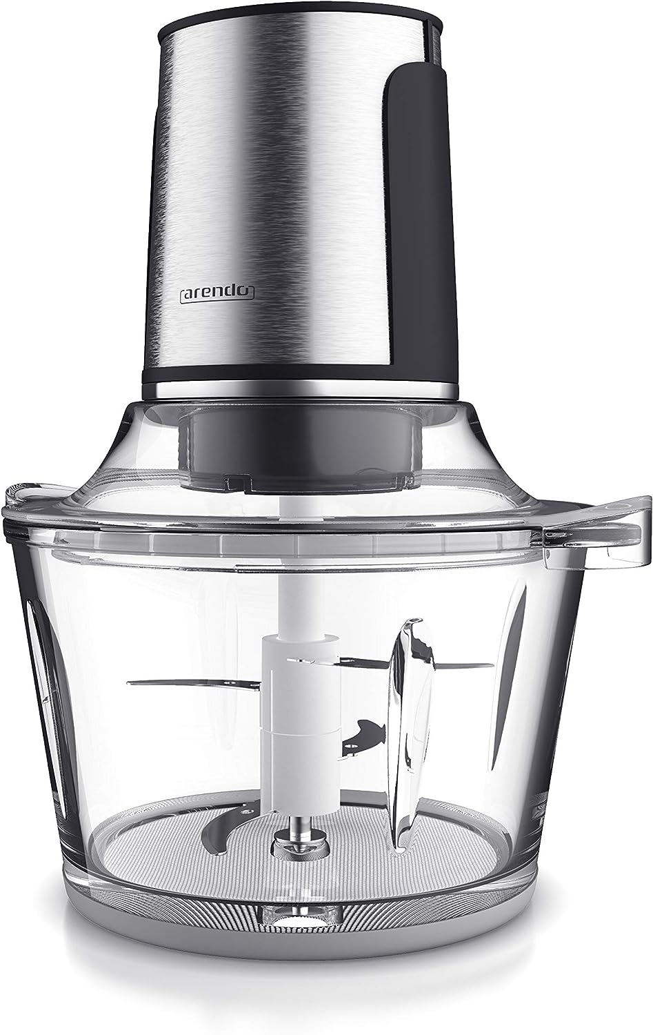 Arendo - Power chopper 400 watts with 1.5 litre glass container - Electric multi-chopper - Powerful universal chopper with 4 stainless steel blades - 2 speed settings - Power chopper