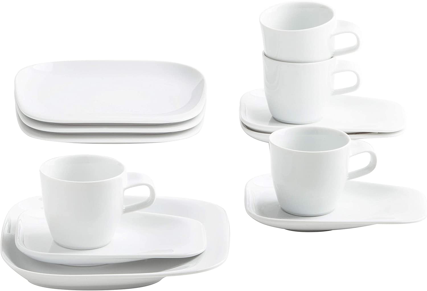 KAHLA Elixyr 150812A90015C Porcelain Crockery Set for 6 People Modern 36 Pieces Cups / Plates / Soup Plates / White