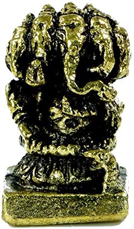 GURU SHOP Small Elephant Talisman from India - Motif 1, Gold, Sculptures & Statues