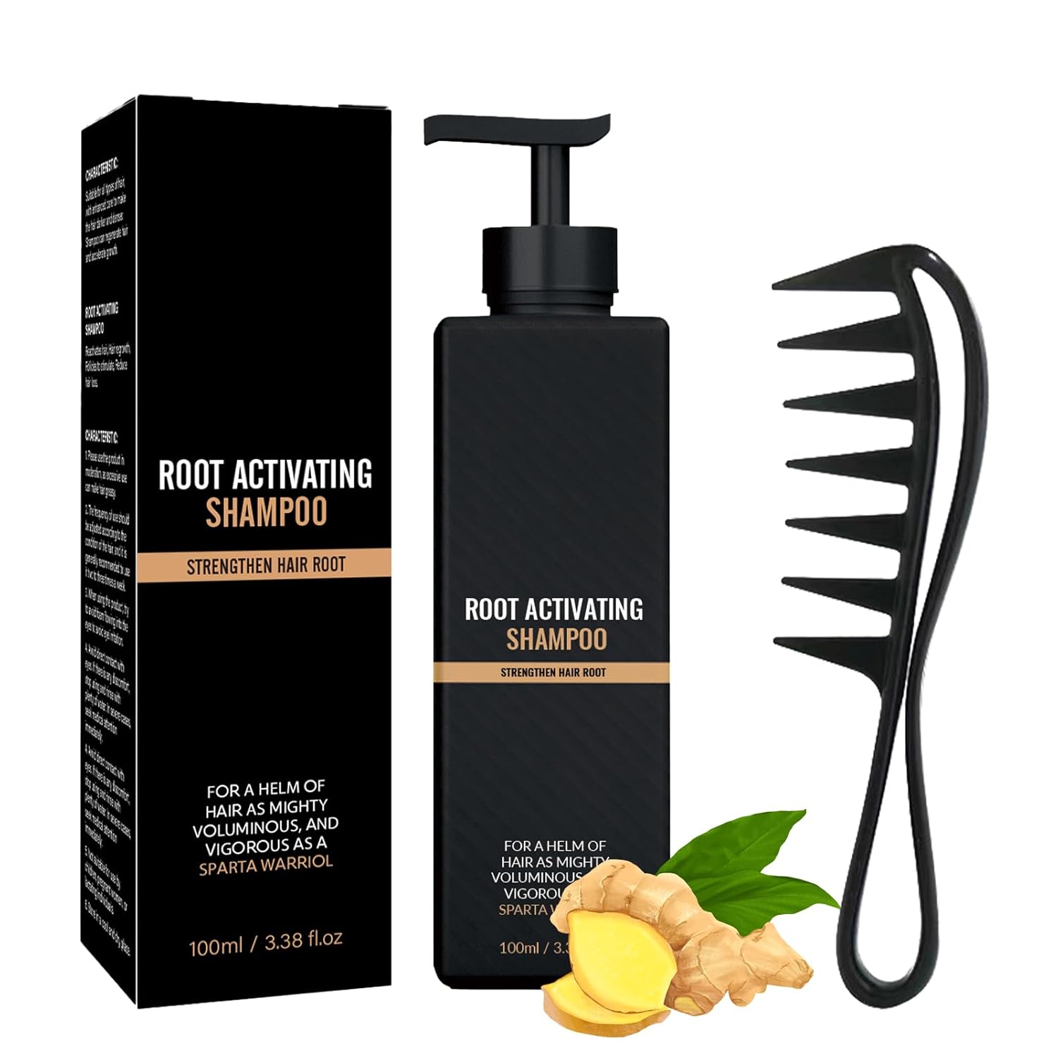 Root Activator Shampoo, Root Activating Shampoo, Natural Nourishing Anti Hair Loss Shampoo with 1 Comb Hair Thickening Shampoo Promotes Hair Growth, Suitable for Men and Women