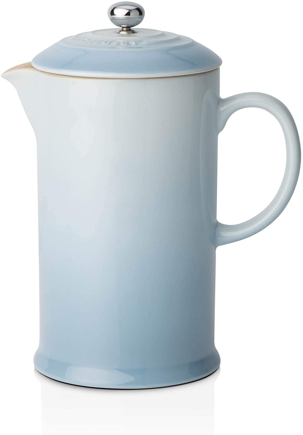 Le Creuset French Press Coffee Maker with Stainless Steel Press Insert 800 ml Stoneware, Sea Blue, 750 ml