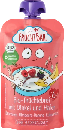 Quetschie fruit porridge oats & spelled blackberry, raspberry, banana & coconut milk from 6 months, 120 g
