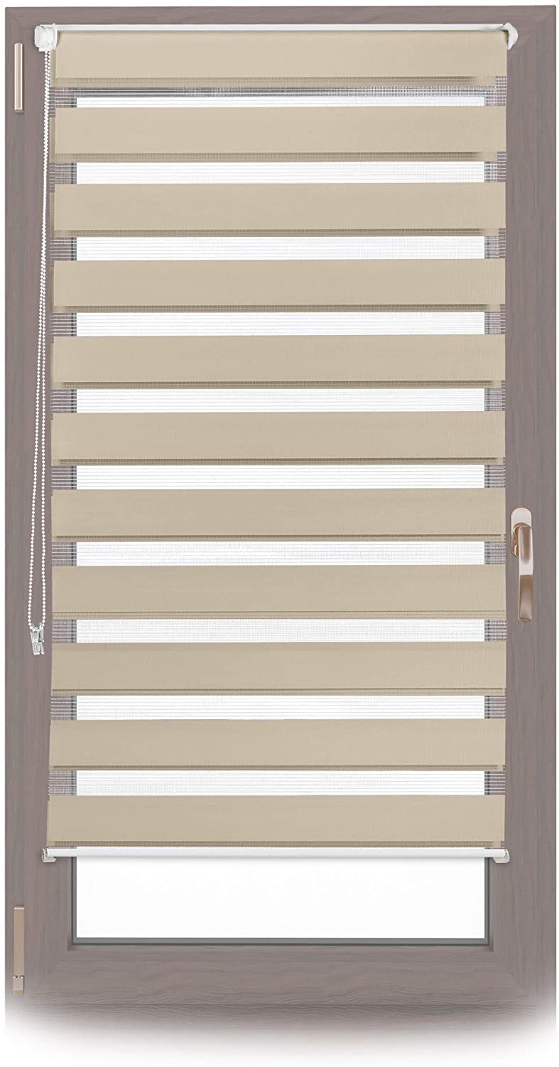 Relaxdays Double Roller Blind Klemmfix Duo Roller Blind With Stripes, Clamp