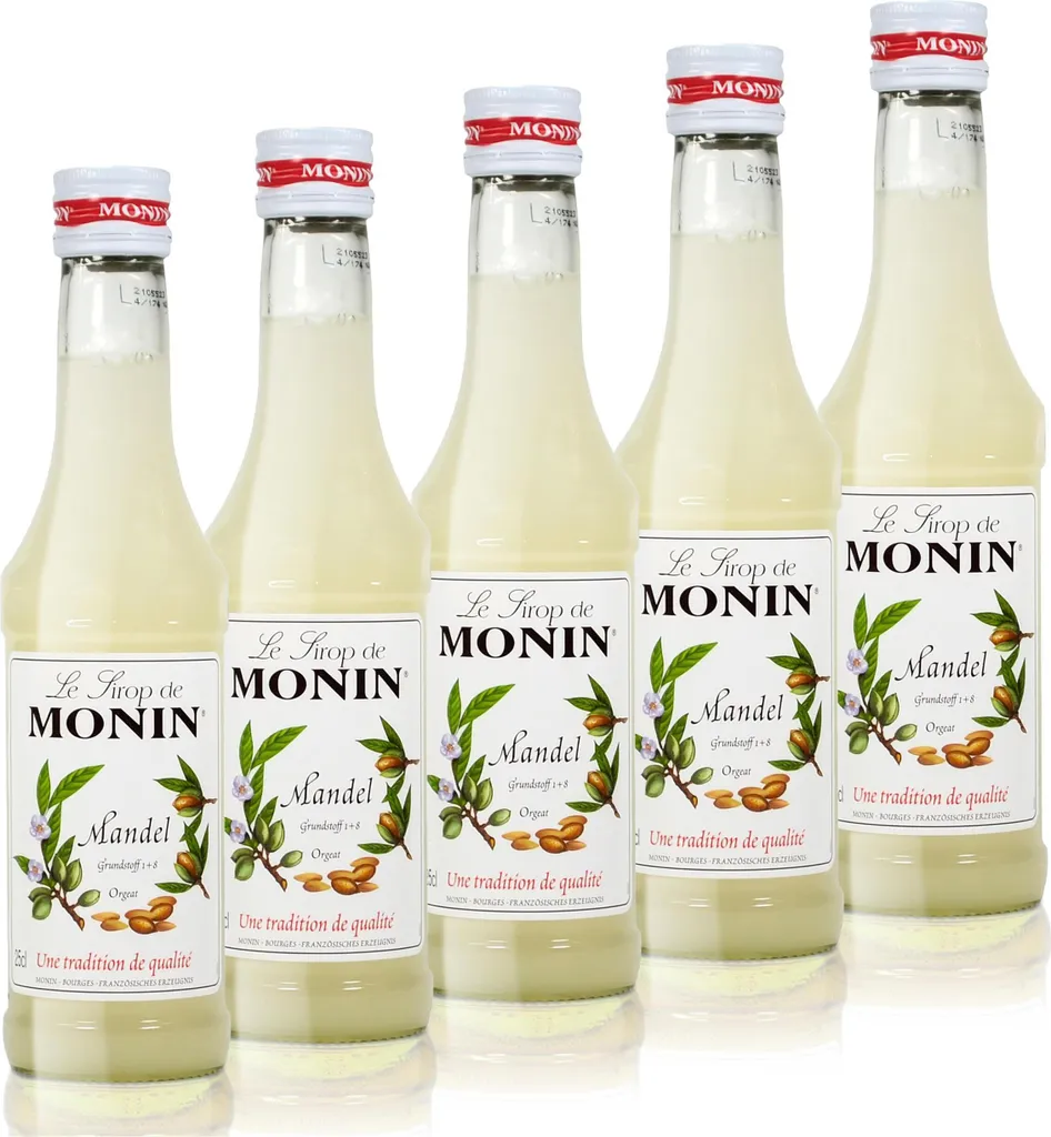 5x Monin Mandel Sirup, 250 ml Flasche