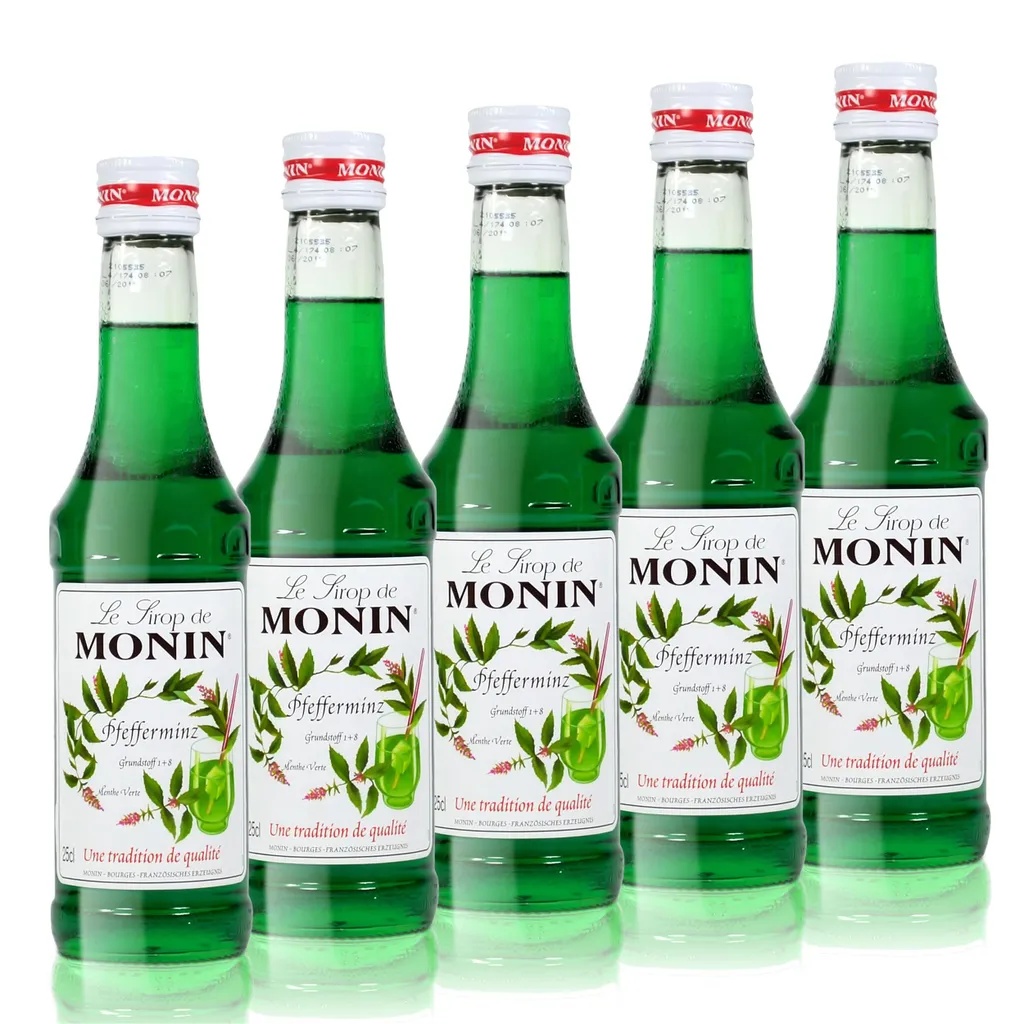 5x Monin Pfefferminz Sirup, 250 ml Flasche