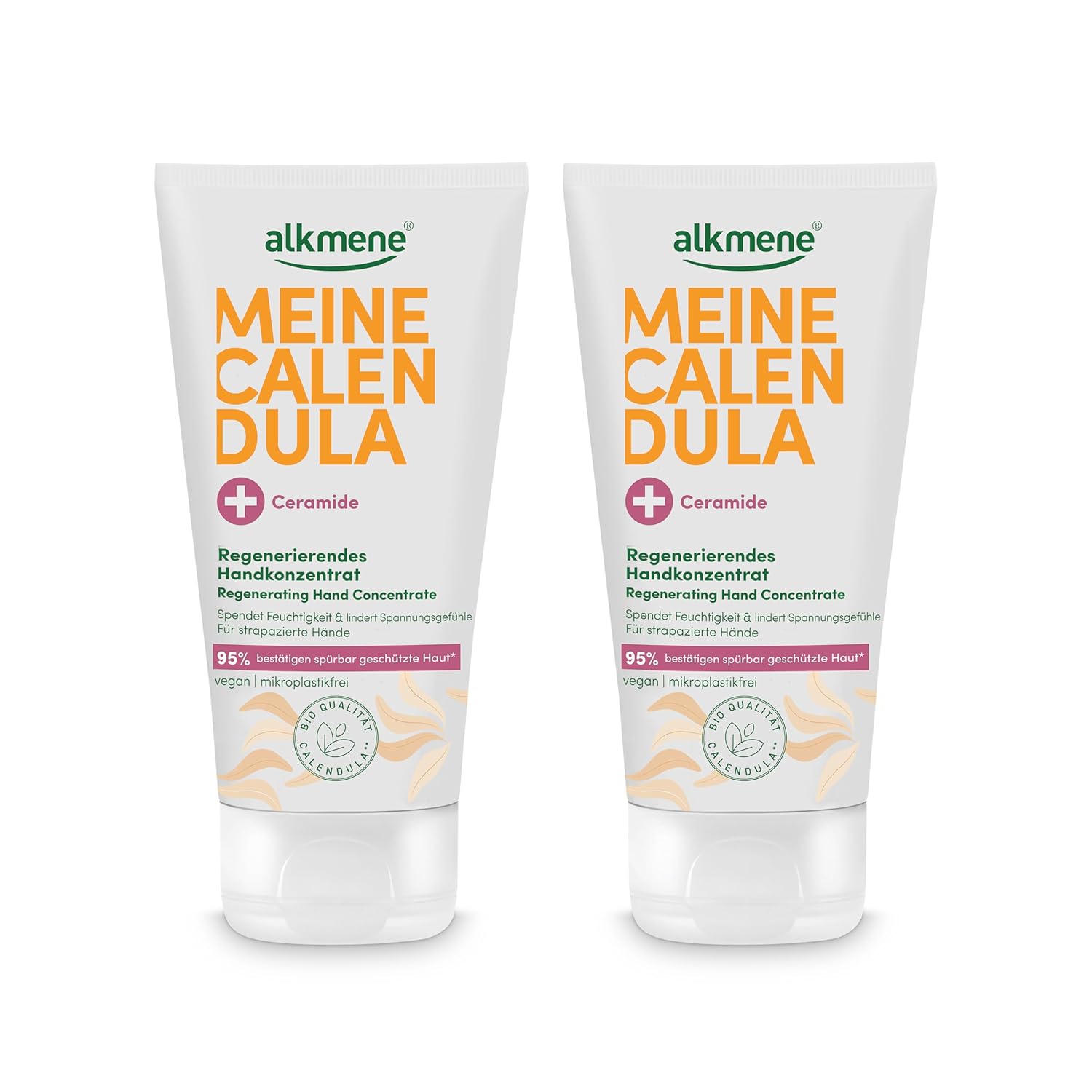 alkmene 2 x Regenerating Hand Concentrate with Calendula for Stressed Hands 75 ml - Hand Cream for Very Dry Hands & Cracked Hands - Vegan Hand Cream for Men & Women - Hand Care