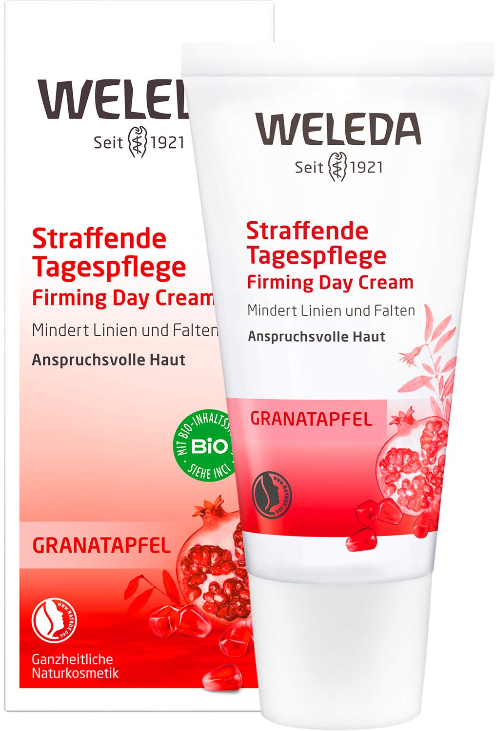 WELEDA Organic Pomegranate Firming Day Cream, Reduces Wrinkles and Increases Skin\'s Elasticity and Elasticity Natural Cosmetics Skin Cream for Firmer Facial Features (1 x 30 ml)