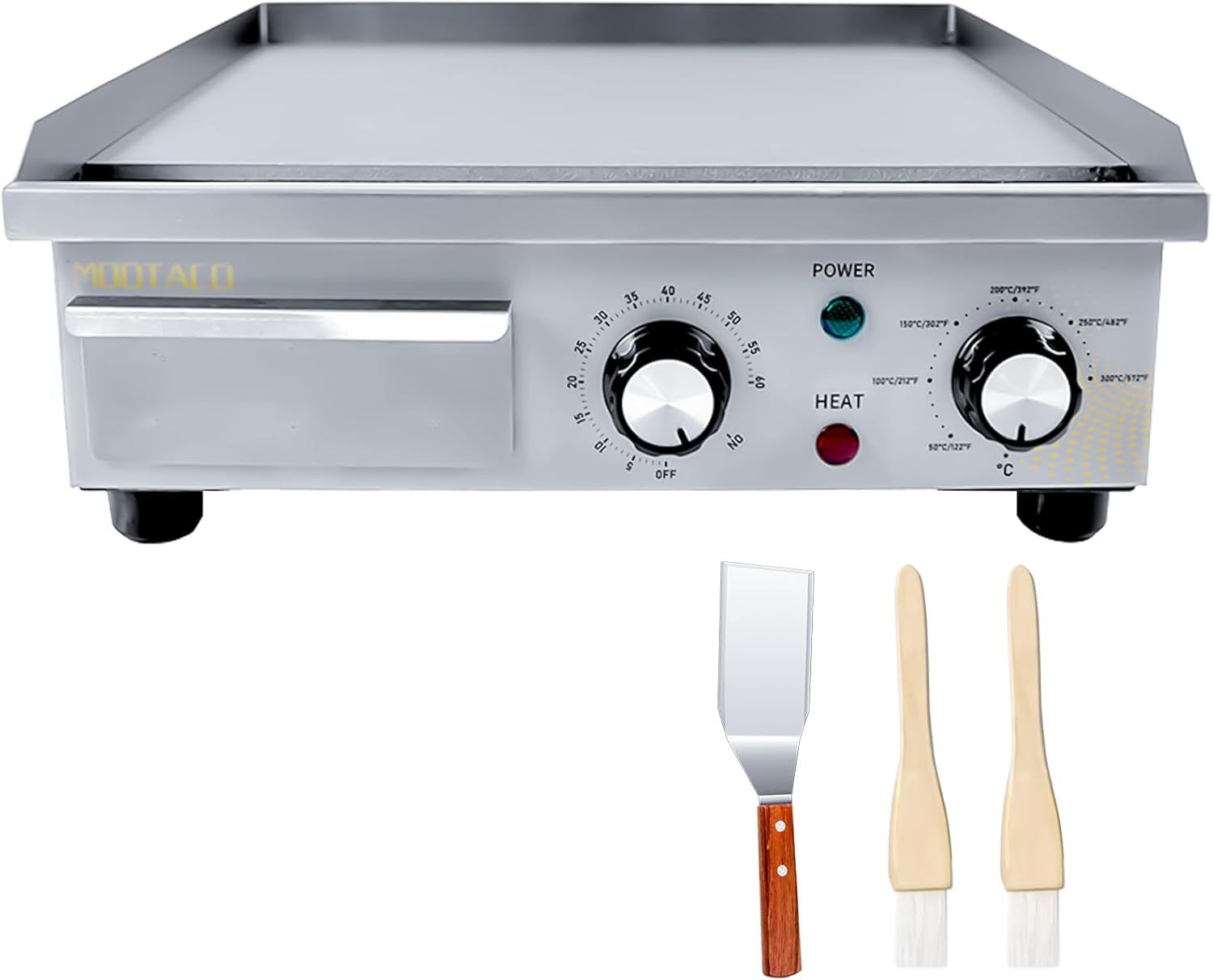 Electric Grill Plate, Professional Gastro Electric Grill Plate with 36 x 30 cm Grill Surface, Grill Plate, Electric Smooth, Table Grill with Timer Switch