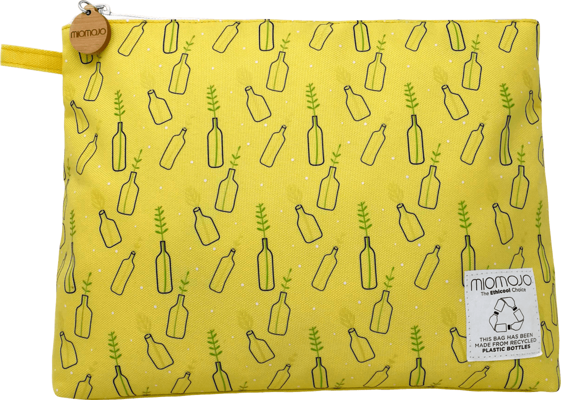 Culture Bag Yellow With Bottle Print, 1 Pc