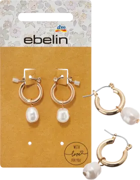 ebelin hoop earrings with pearl, gold look, 2 pcs
