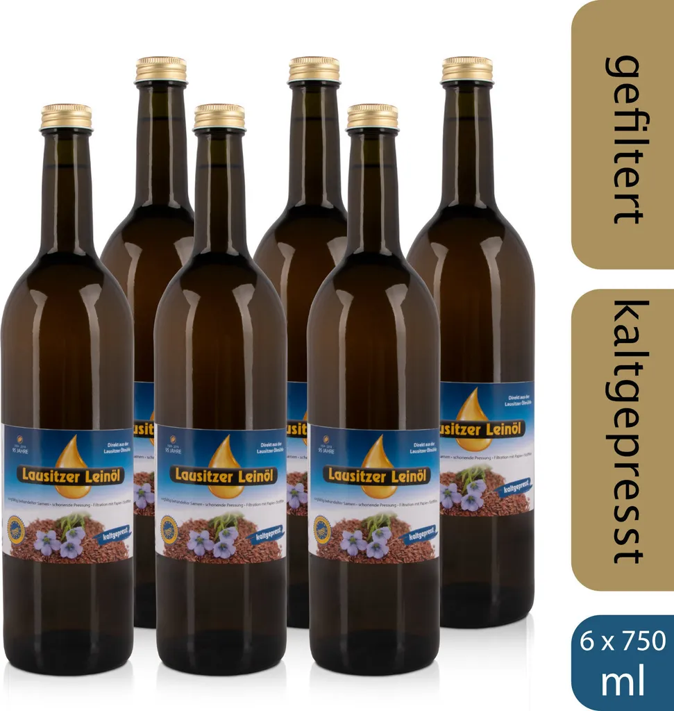 6 x Lausitzer Leinöl (kaltgepresstes Leinöl), 6x 750ml