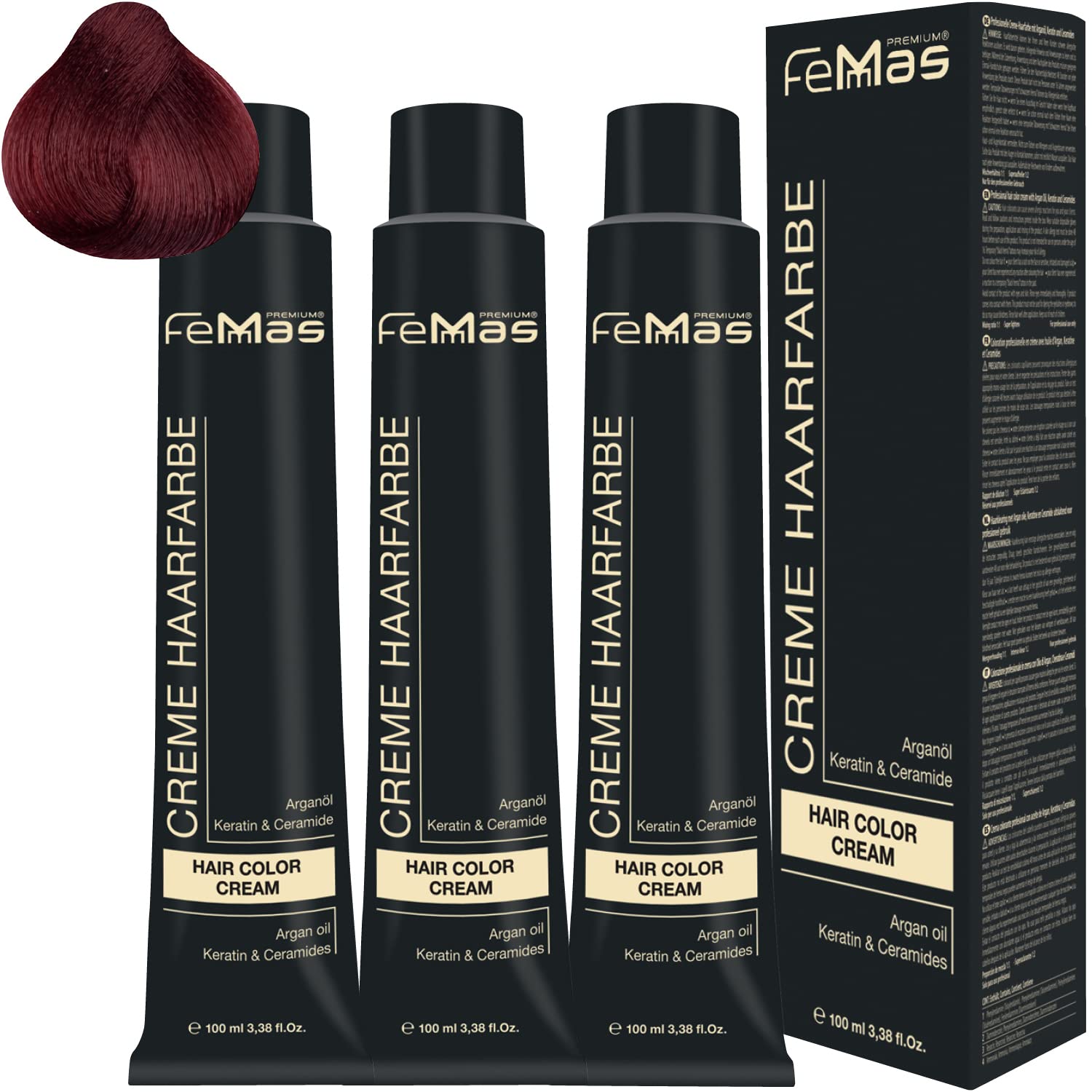 Femmas Hair Colour Cream 100 ml Hair Colour Pack of 3 Dark Blonde Red Intensive 6.66, ‎dark