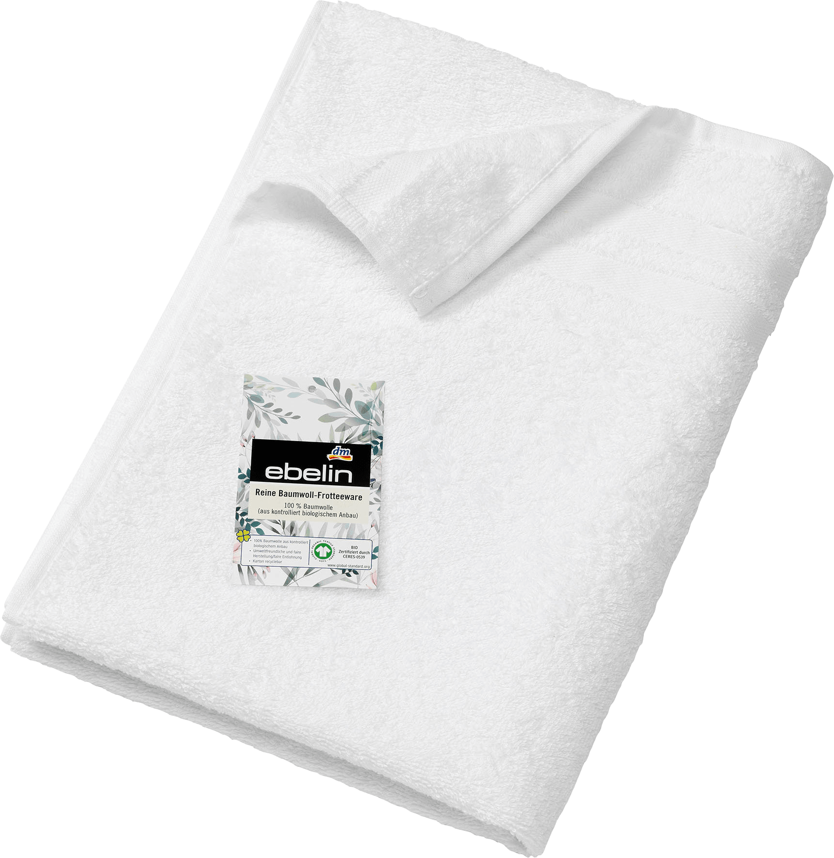 Towel Made Of Terry White 100% Cotton Gots Certified, 1 Pcs
