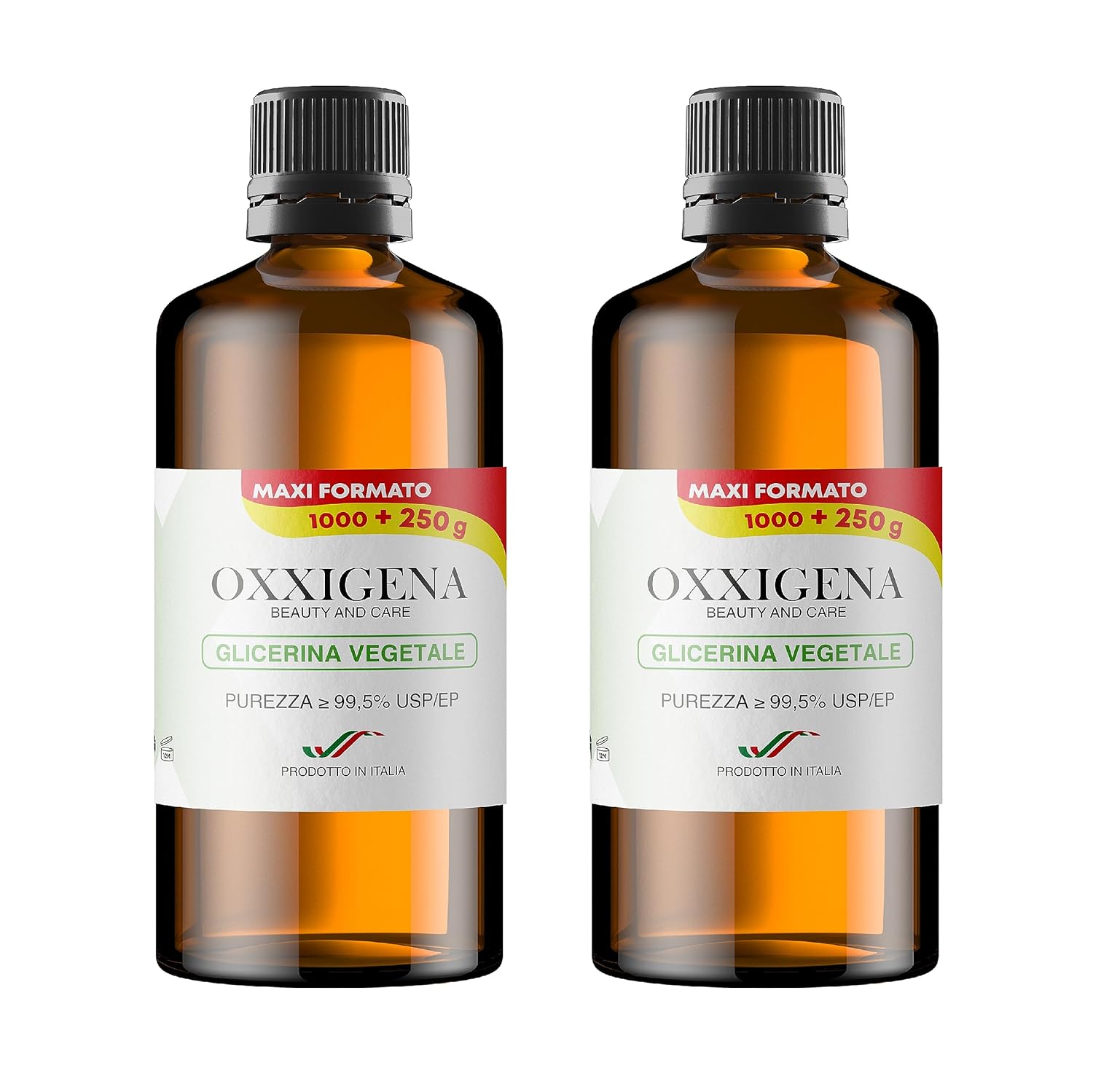 Oxxigena - Pure liquid vegetable glycerine ≥ 99.5% (glycerine) 2 x 1 L bottles, full VG neutral base, ideal for moisturising skin, hair and liquids, tasteless and odourless
