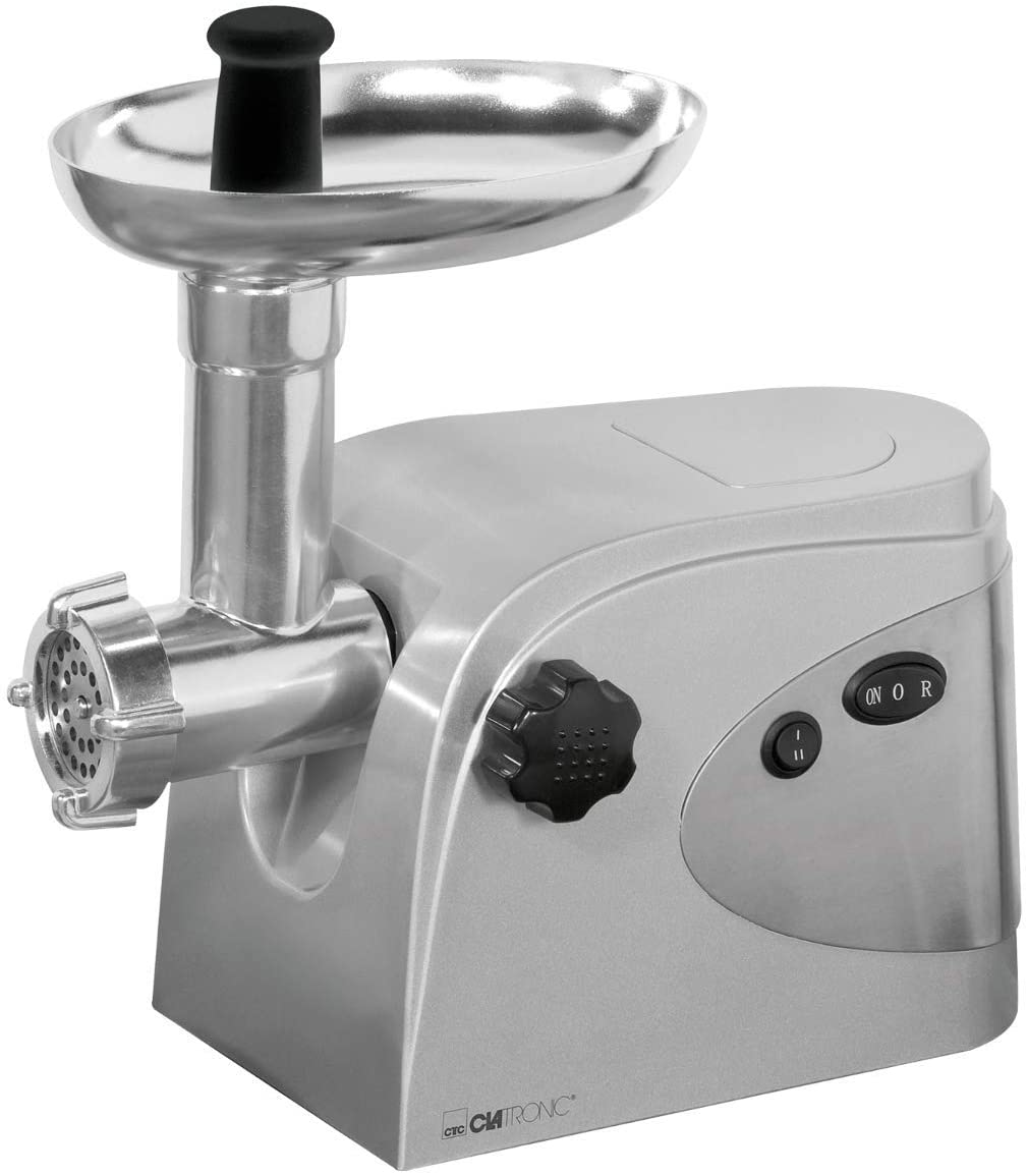 Clatronic Meat Mincer and Sausage and Kebbe, Baking, Stainless Steel Knives and many accessories, 1000 Watt, Silver/New in Original Packaging