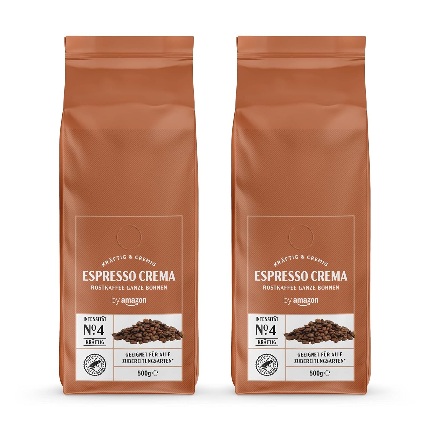 by Amazon Espresso Crema Coffee Beans Light Roast 1kg 2 Packs of 500g - Rainforest Alliance Certification