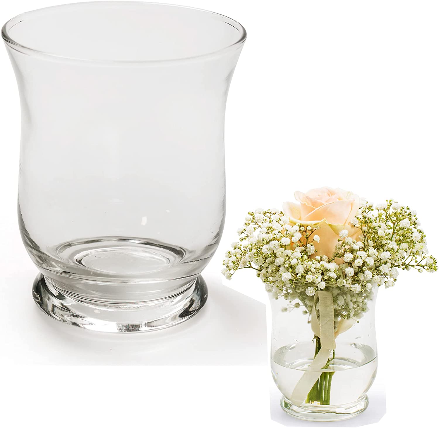 Annastore 12 x Small Glass Lantern or Vase Height 11 cm - Tea Light Holders Glass Vase Table Vase Candle Holder