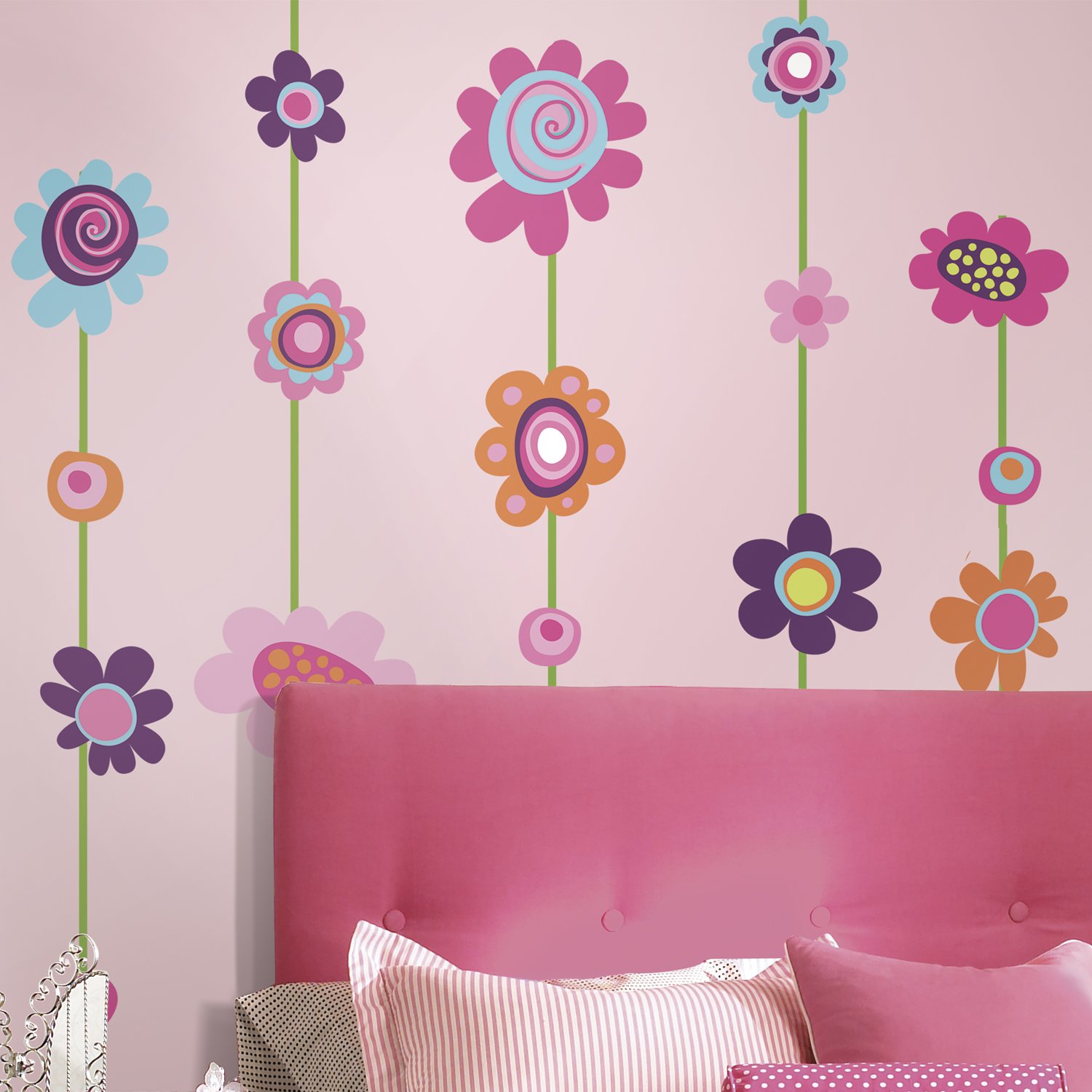 Roommates Repositionable Childrens Wall Stickers - Flower Stripe