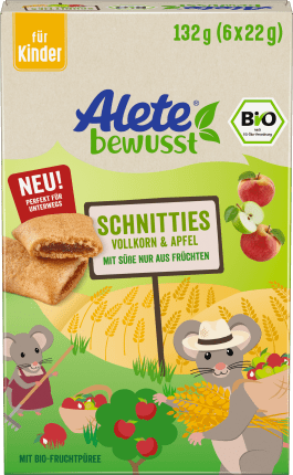 Children's snack Schnitties whole grain apple (6x22 g), from 3 years, 132 g
