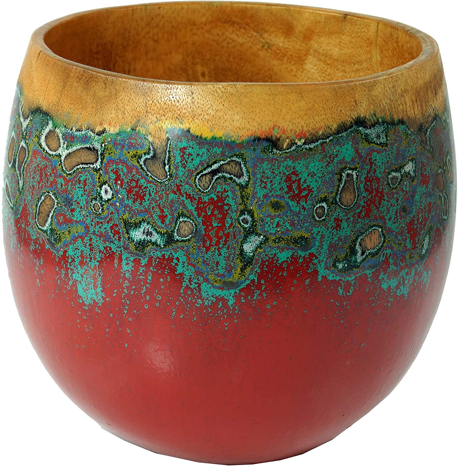 Guru-Shop Flower Pot, Wooden Bowl Made of Palm Wood, Design 8, Brown, 28 x 20 x 20 cm, Bowls