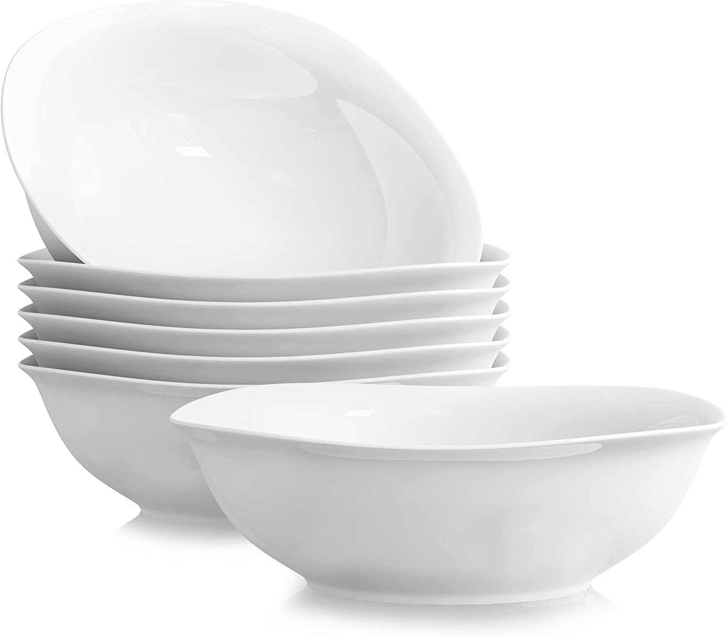 MALACASA, Elisa Series, 6-Piece Set Porcelain 6.7 Inch / 17.02 cm Cereal / Salad / Dessert Bowls for 6 People