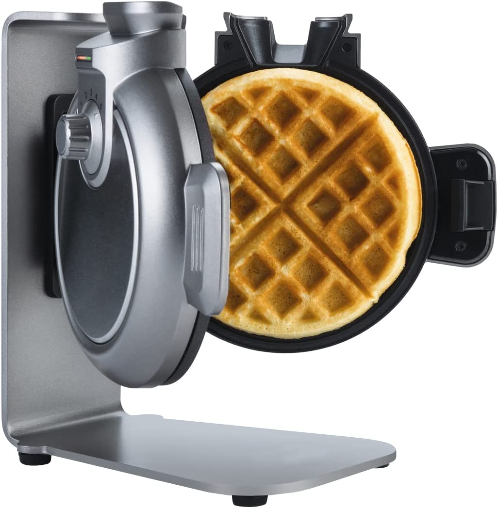 Unique waffle iron for Belgian waffles powered by Emerio, vertical waffles, easy fill - waffle dough is poured from above, quick and clean to the perfect waffle, BPA free