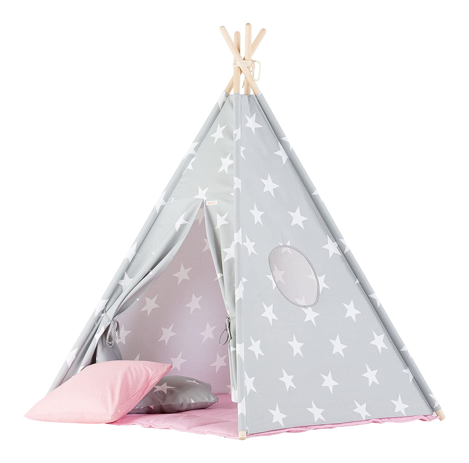 Gallery Of Wigiwama Grey Big Stars Teepee With Pink Matte
