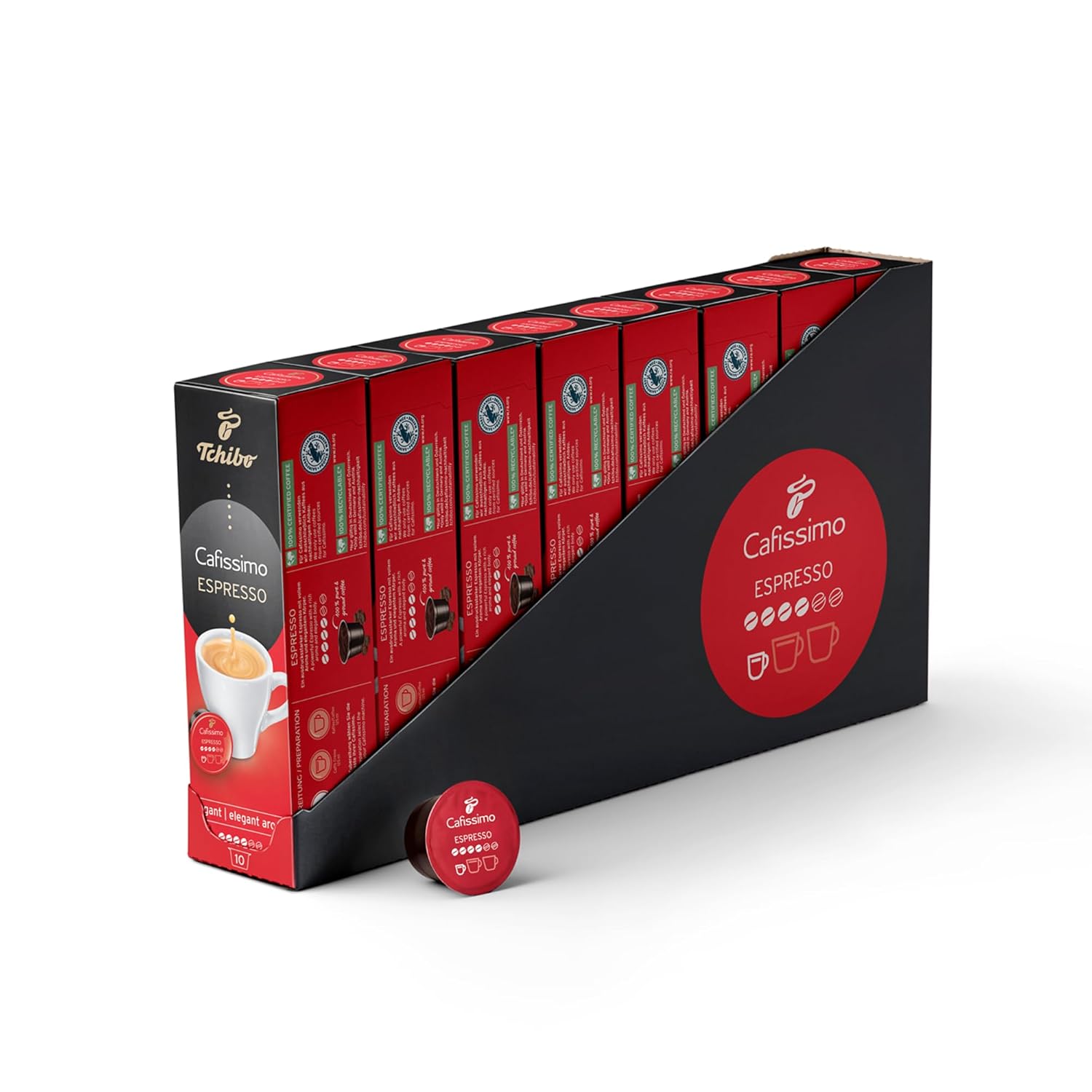Tchibo Cafissimo Storage Box Espresso Elegant Coffee Capsules, Pack of 80 - 8 x 10 Capsules (Espresso, Expressive with Full Aroma), Sustainable & Fair Trade