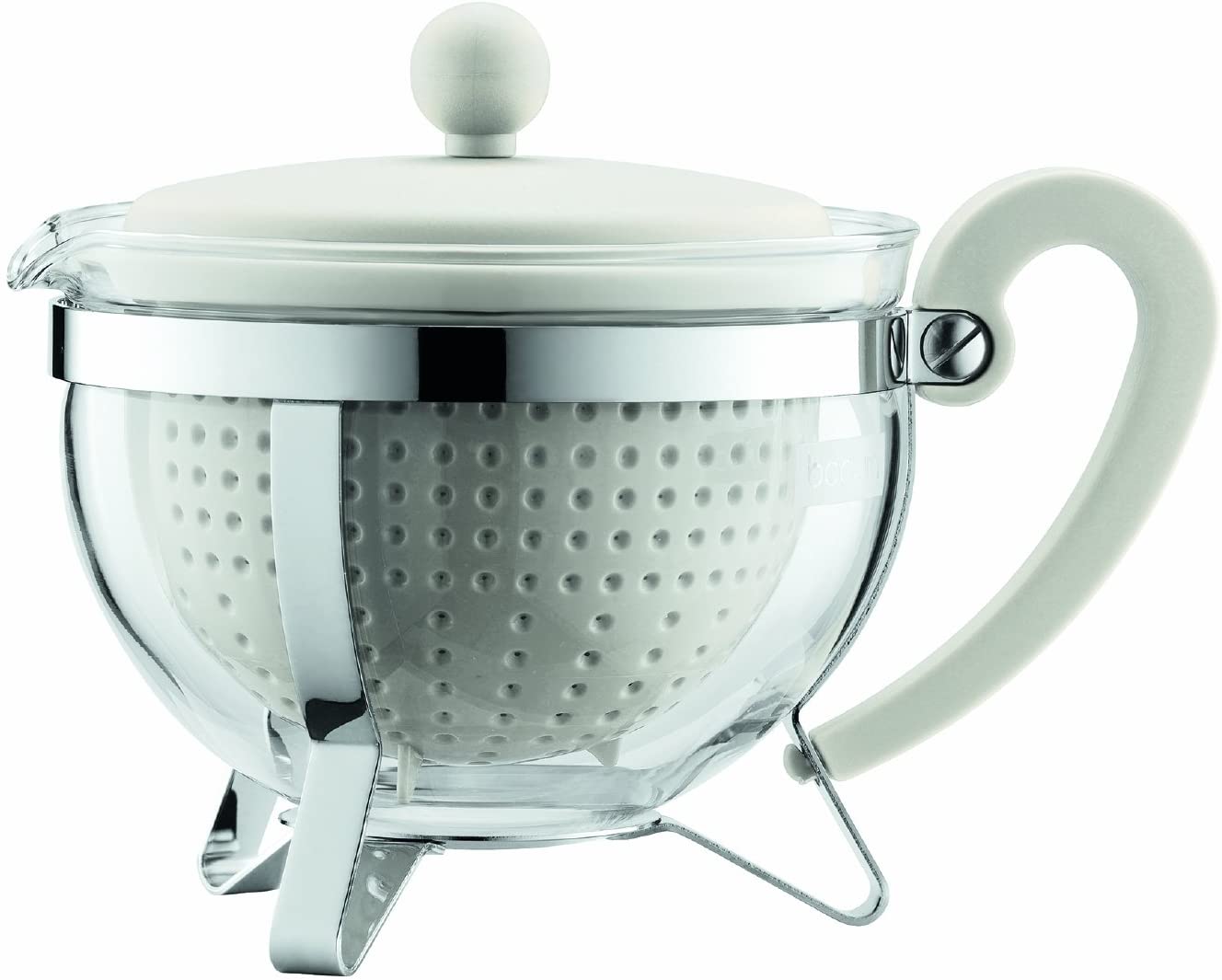 Bodum 1.0 Litre Chambord Teapot with Coloured Plastic Filter, White