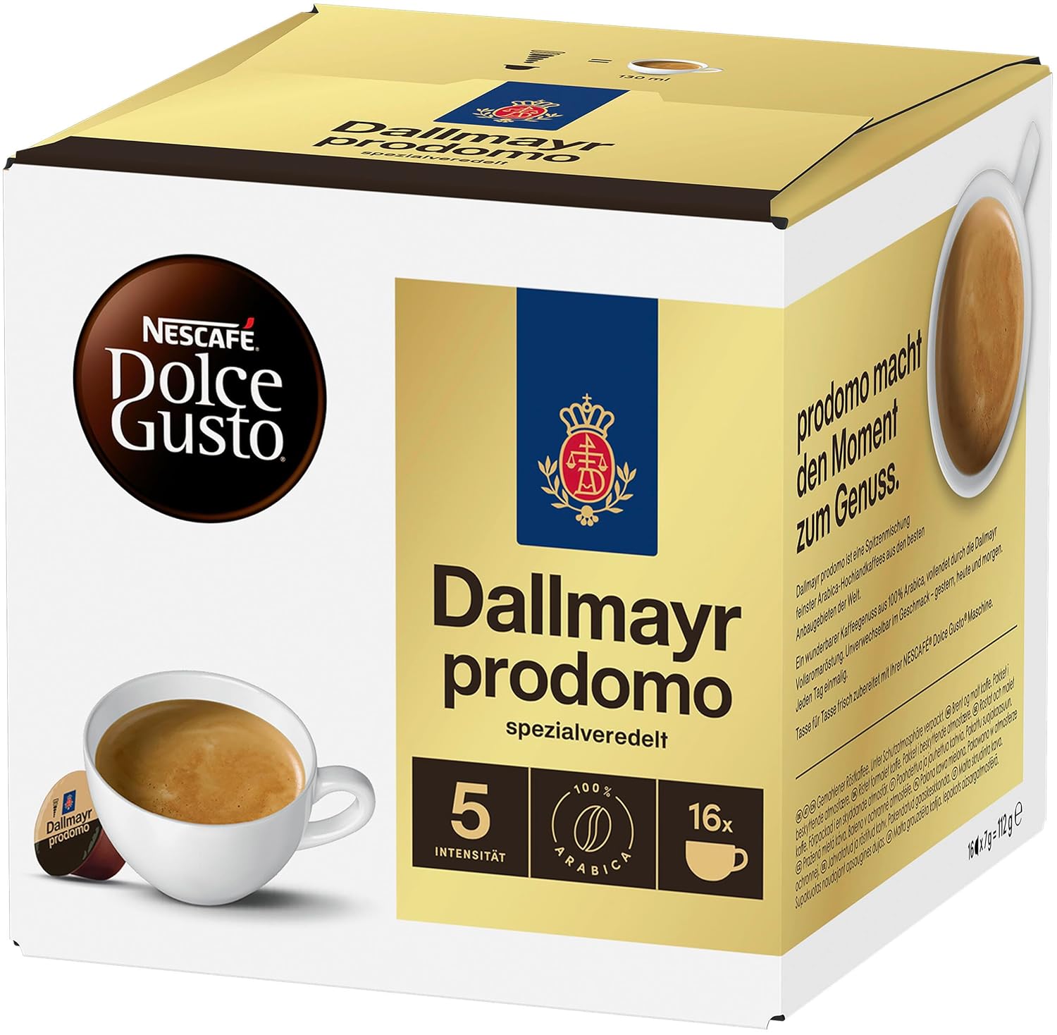 NESCAFÉ DOLCE GUSTO DALLMAYR prodomo Coffee Capsules Pack of 1 (1 x 16 Servings)