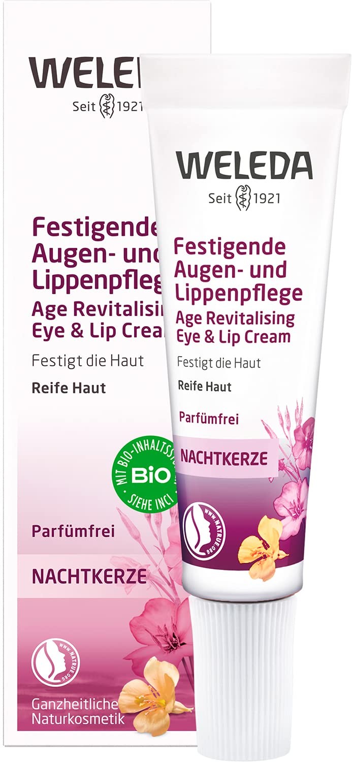 WELEDA Organic Evening Primrose Firming Eyes and Lip Care, Revitalising Natural Cosmetics Facial Care for Reducing Deep Wrinkles and Swelling in the Face (1 x 10 ml), ‎white