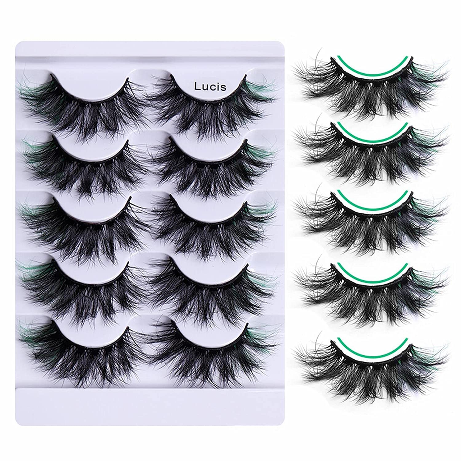 Generic 5 Pairs of 3D Colourful False Eyelashes, Like Volume Eyelash Extensions Look, Natural Artificial Eyelash Extensions Set, for Theme Party, Carnival, Cosplay Aake-Up Party, Stage Costume (G), 