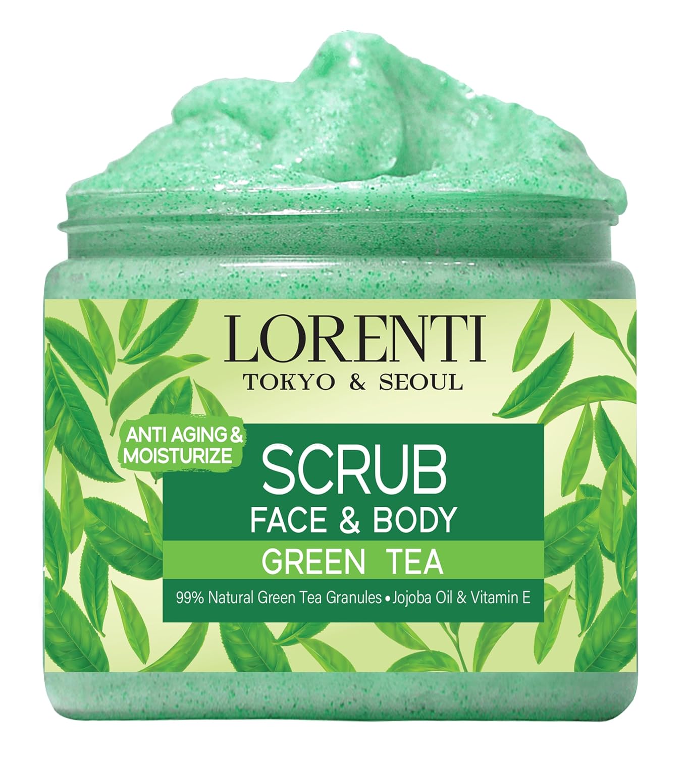 LORENTI TOKYO & SEOUL Face & Body Scrub 500 ml Green Tea | Exfoliating Face | Exfoliating Body | Face & Body & Spa | Skin Care | Refreshing Exfoliation for Men and Women | Body Scrub | Skin Care