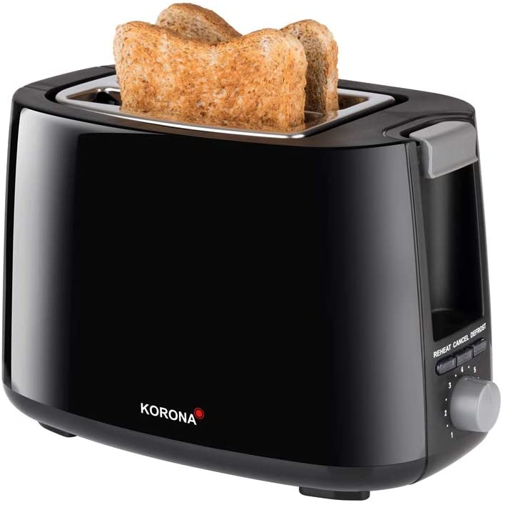Korona 21130 Black | 2-slice toaster with sandwich attachment and defrosting and heating position | 750 Watt