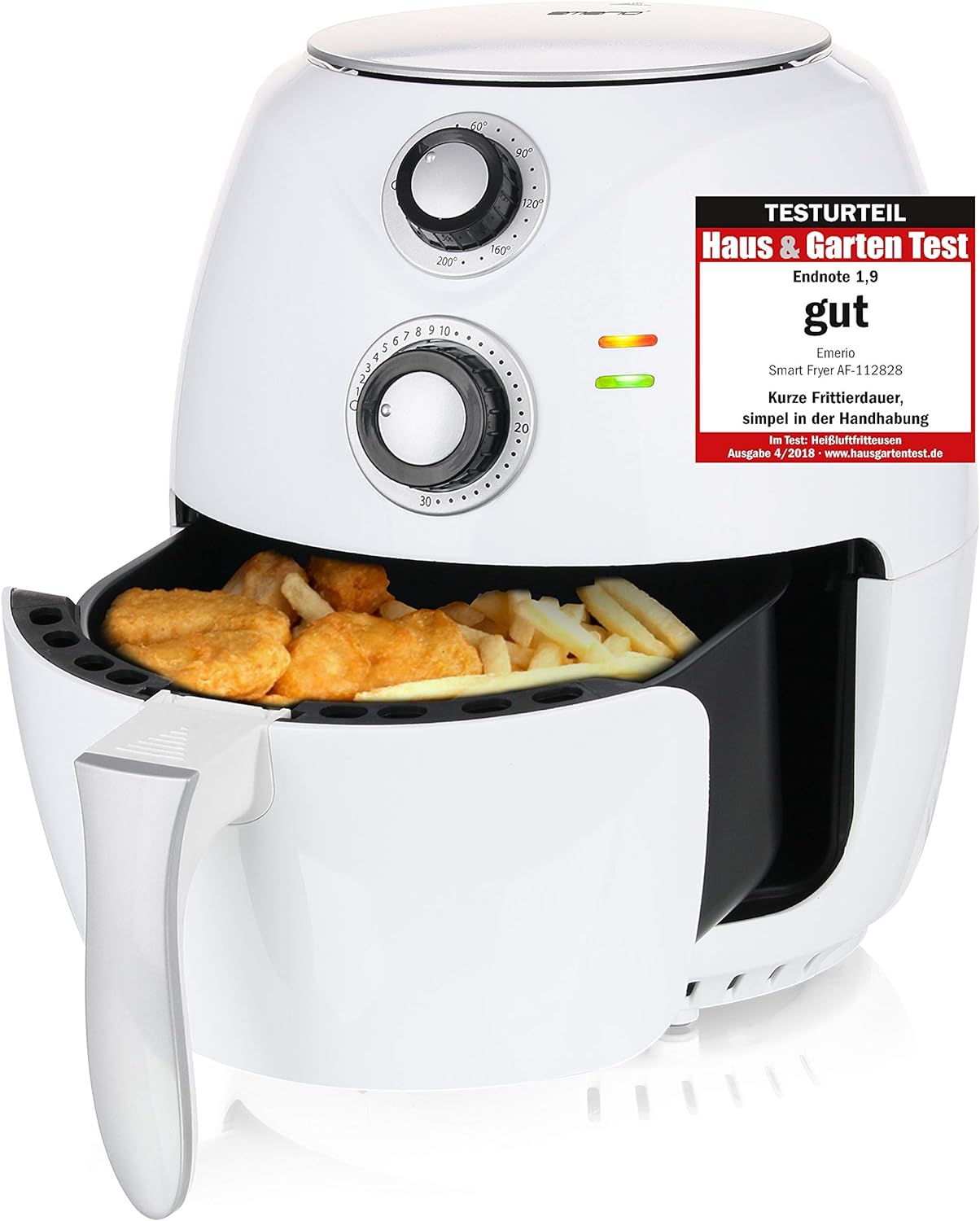 Emerio Hot Air Fryer, Airfryer, Smart Fryer for Frying Without Oil, Test Gut
