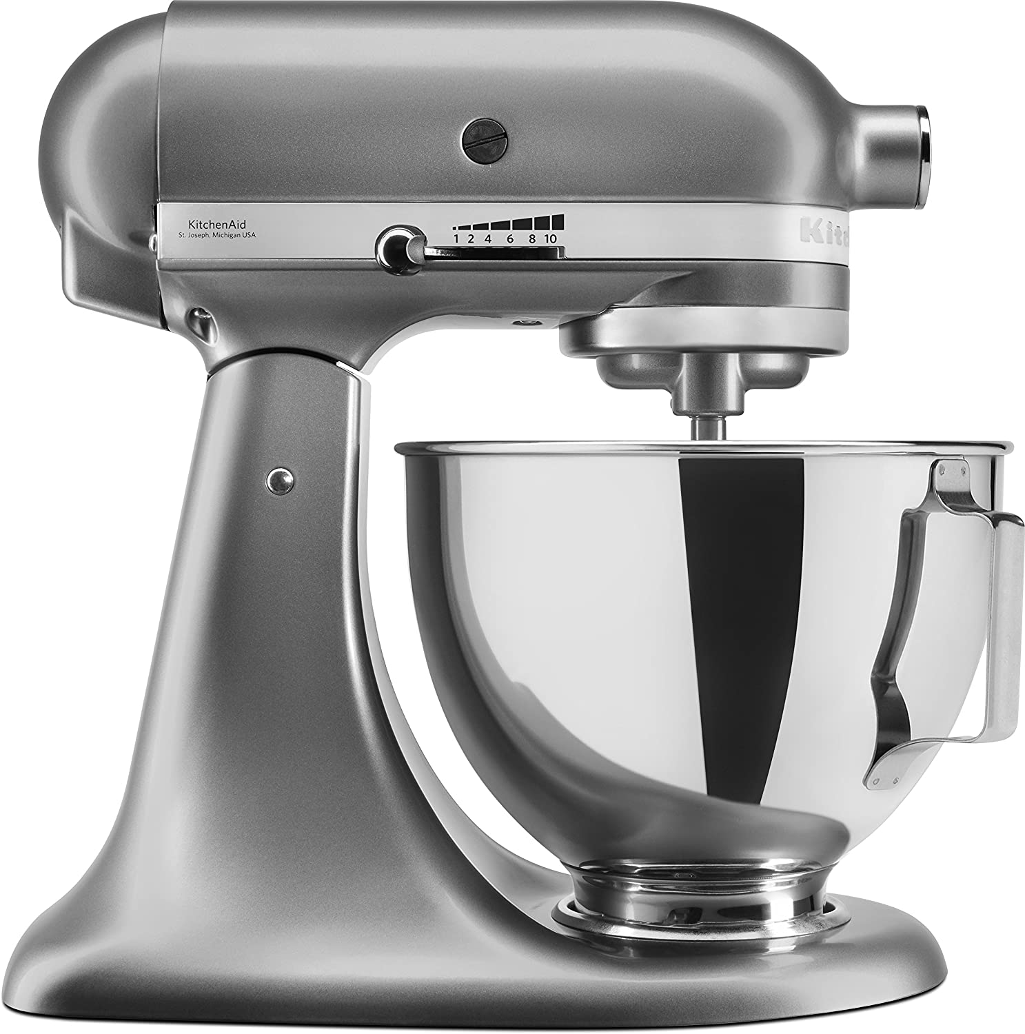 KitchenAid 5KSM95PSECU Food Processor (4.3 L, Splash Guard, 300 Watt, Flat Stirrer, Dough Hook and Whisk) Silver