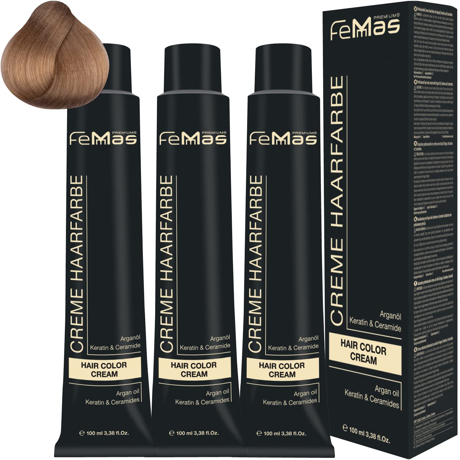 Femmas Hair Colour Cream 100 ml Hair Colour Pack of 3 Light Blonde Gold 9.3, ‎light