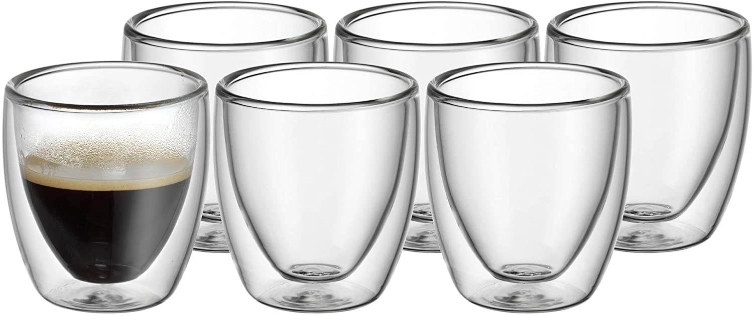 WMF Kult Double-Walled Espresso Cups Glass Set, Double-Walled Glasses 80 ml, Floating Effect, Thermal Glasses, Heat-Resistant Espresso Glass