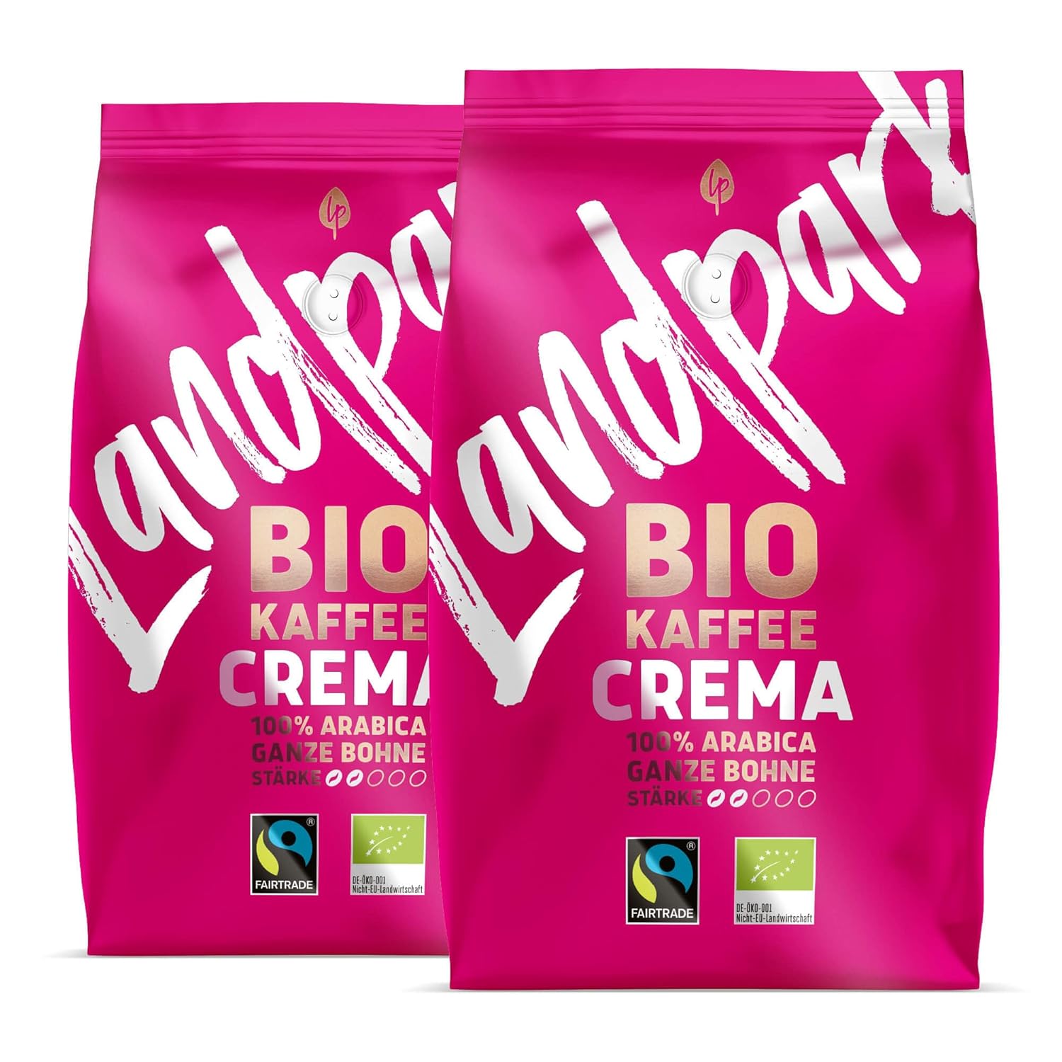 Landpark Organic Coffee Crema 500 g (Pack of 2) - 100% Arabica Coffee Beans - Medium Roast - Low Acid Bean Coffee - Fair Trade