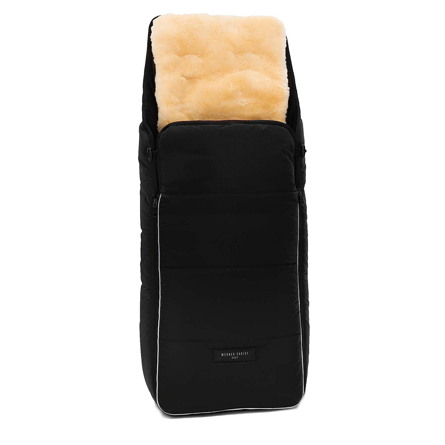 Christ Cortina von Werner Baby Sheepskin Foot Muff, Thermal Sheepskin Foot Muff, Winter Sleeping Bag with Removable Real Fur, Can be Used as an Insert Cushion for Pushchair (2-in-1) in Beige, Grey, Blue, Black, Red, Brown
